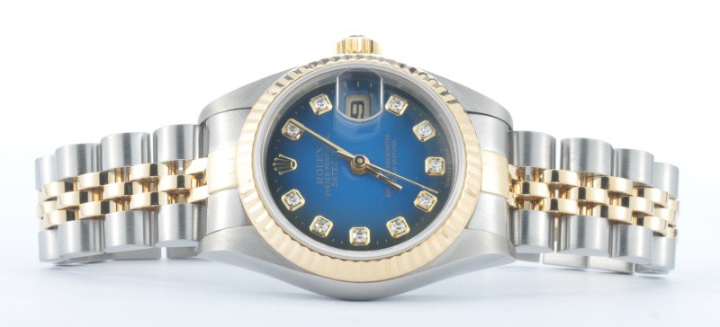นาฬิกา Rolex DateJust Rose เกรด Mirror หน้าปัดสีฟ้า สายสีทองสลับเงินสวยสุดๆ