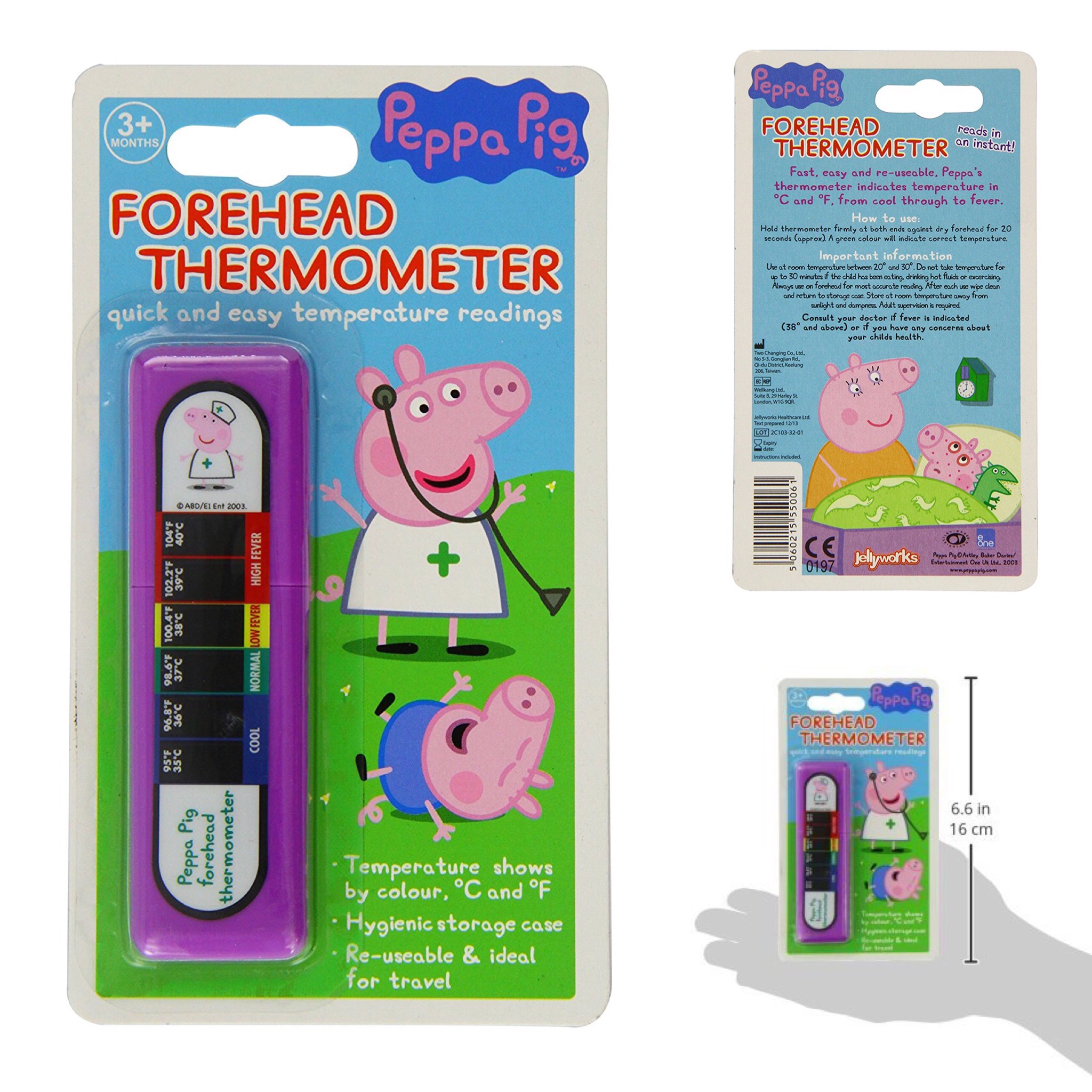 แผ่นปรอทวัดอุณหภูมิทางหน้าผาก Jellyworks Peppa Pig Forehead Thermometer