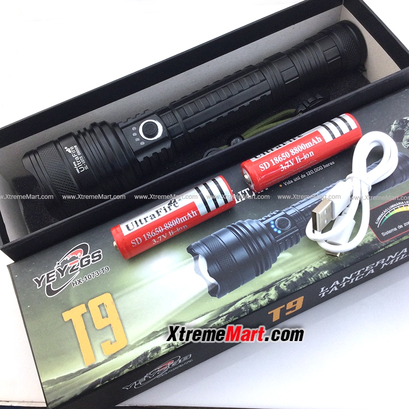 ชุดเซตไฟฉายซูม Ultrafire Hi-Power XML T9 69000W 3Mode 2x18650 LED Flashlight