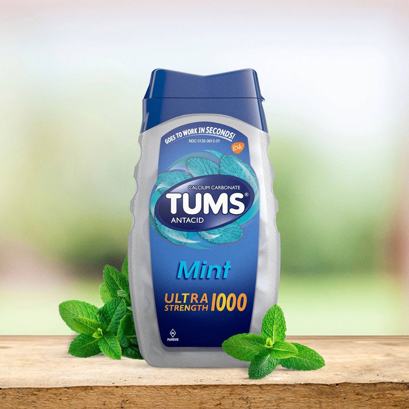 เม็ดเคี้ยวบรรเทาอาการกรดไหลย้อน TUMS Antacid Ultra Strength 1000 - Peppermint (160 Chewable Tablets)