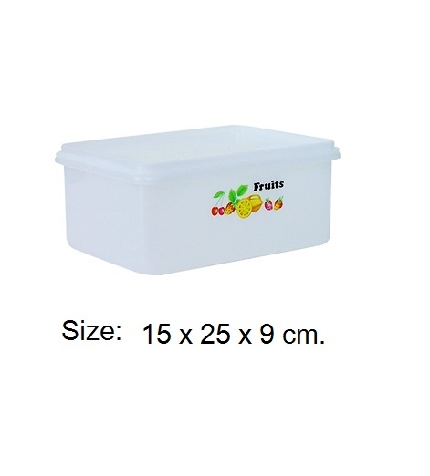P04289 กล่องเหลี่ยมลายผลไม้ (15 x 25 x 9 cm.) เกรดเอ สำหรับใส่อาหาร No.904-T ราคาส่งต่อโหล: 12 ใบ