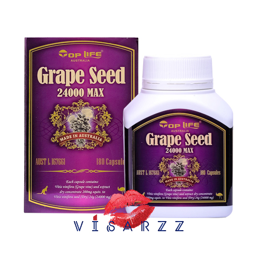 (Exp11/2/22) Top Life Grape Seed 24000 mg MAX (180 เม็ด) ท๊อปไลฟ์ สารสกัดเมล็ดองุ่นเข้มข้น มีสารต่อต้านอนุมูลอิสระชั้นเยี่ยม