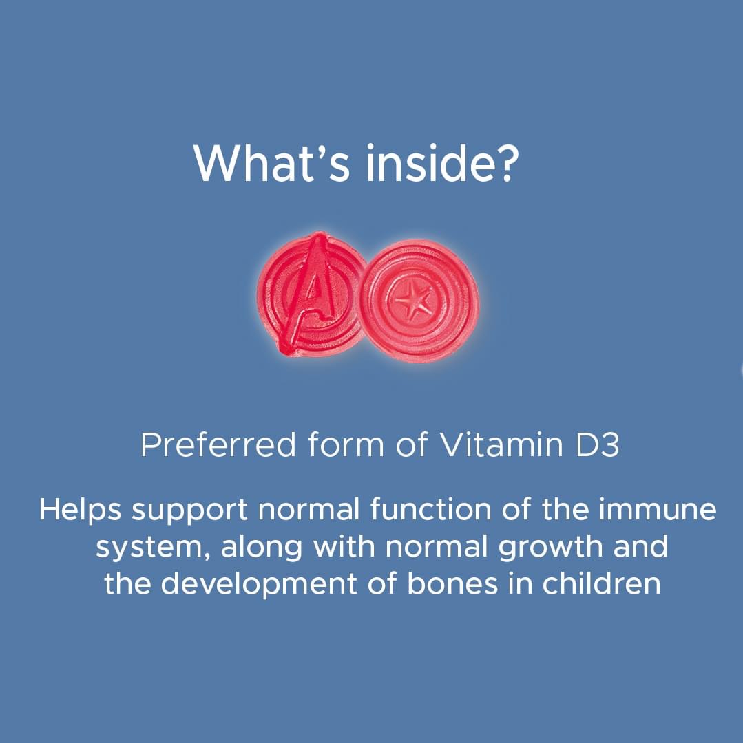 วิตามิน D ชนิดกัมมี่สำหรับเด็กโต Vitabioics Wellkid Marvel Vitamin D