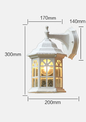 โคมไฟติดผนัง ภายนอก สีขาว วินเทจ สไตล์ยุโรป 30x20 cm [WK6020]