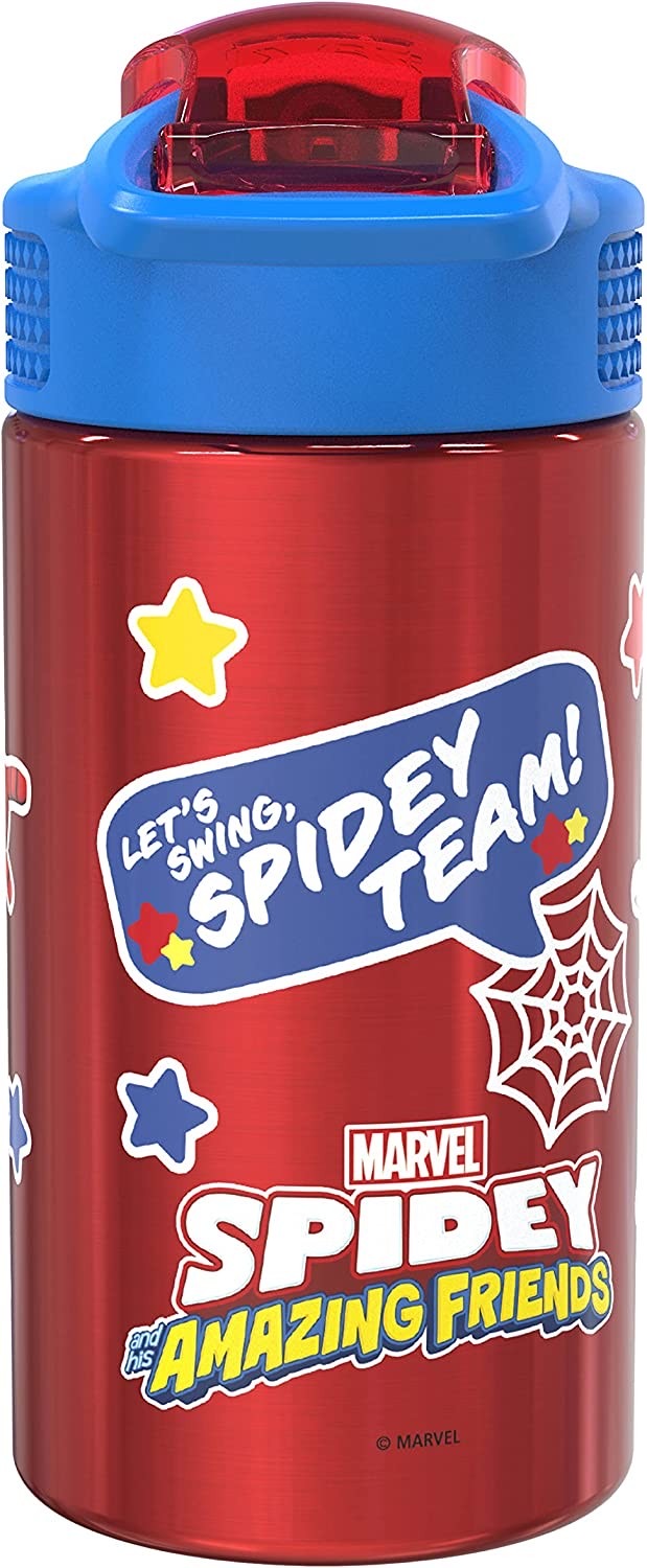 กระติกน้ำสเตนเลสพร้อมหลอดดื่ม Zak! Spider-Man & Friends 16 Oz. Stainless Steel Water Bottle