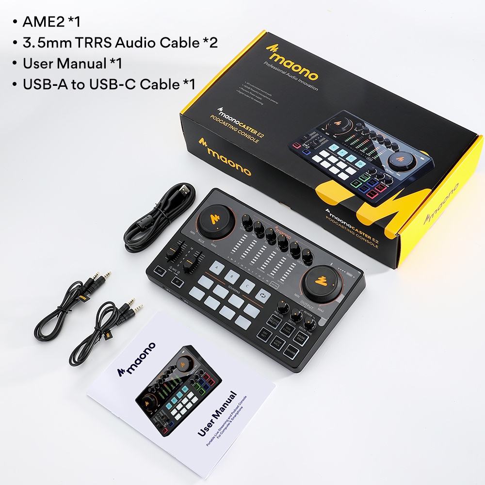 Maono AU-AME2 / Maono Maonocaster AU-AME2A Maonocaster Studio Audio Interface Mixer with Phantom power for Live