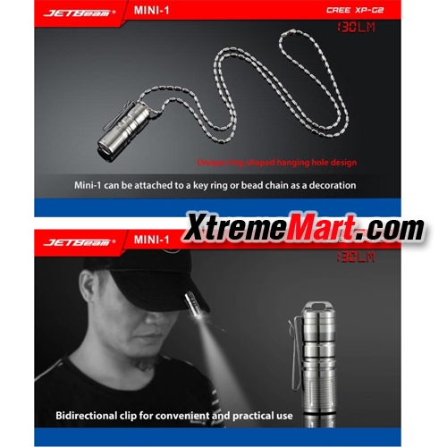 ไฟฉายมินิ JETbeam Mini-1 แสงขาว XP-G2 LED 130LM ชาร์จ USB พร้อมคลิปเหน็บ ติดที่หมวกได้