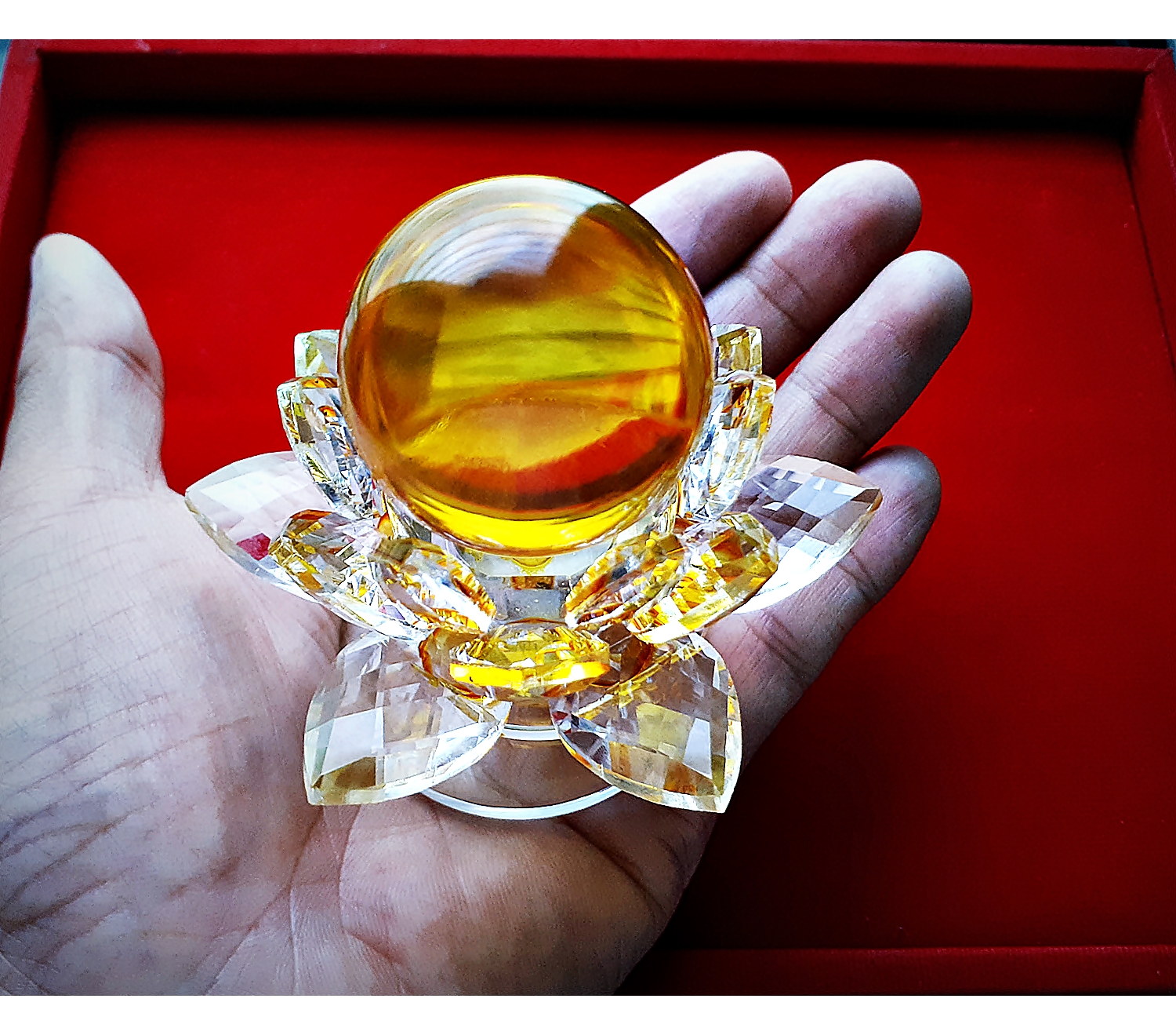 ฐานวางลูกแล้ว ขาตั้งที่วางลูกแก้ว ฐานคริสตัลกลีบดอกบัว2ชั้น คละสีต่างๆ หลากสี หลายขนาด (ขายปลีก ขายส่ง)