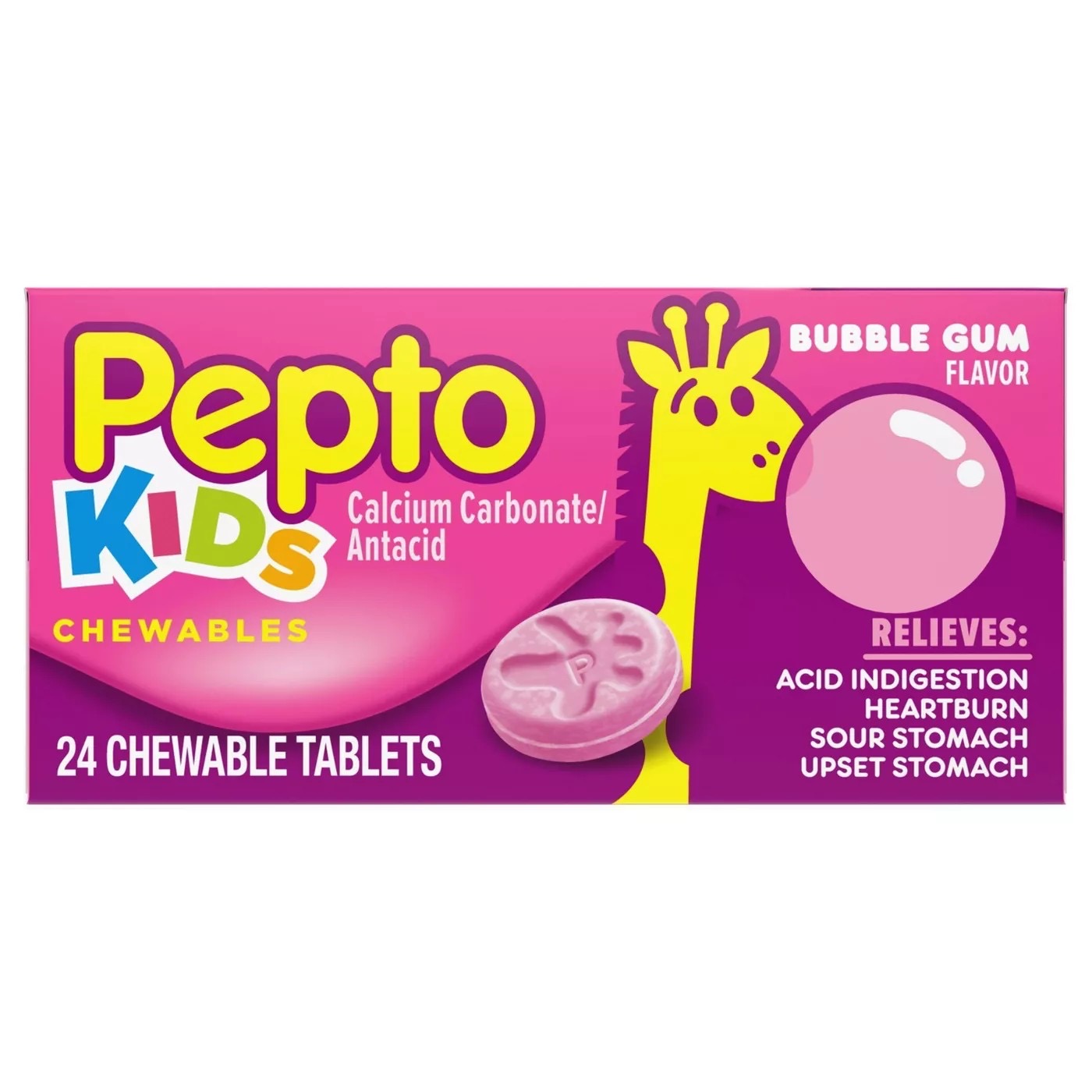 เม็ดเคี้ยวบรรเทาอาหารไม่ย่อยและกรดไหลย้อนสำหรับเด็ก Pepto-Bismol KIDS Antacid Chewables