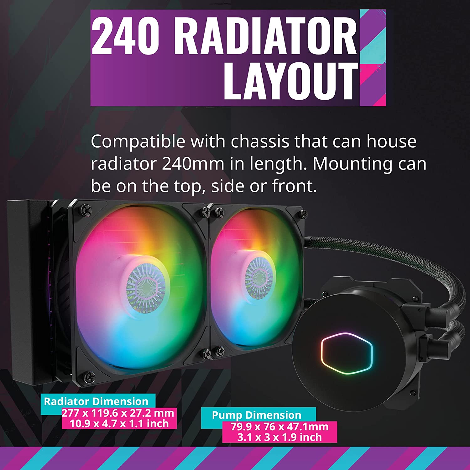 LGA1700 Ready CoolerMaster MasterLiquid ML240L ARGB V2 Liquid CPU Cooler # ชุดน้ำปิด Cooler Master ML240