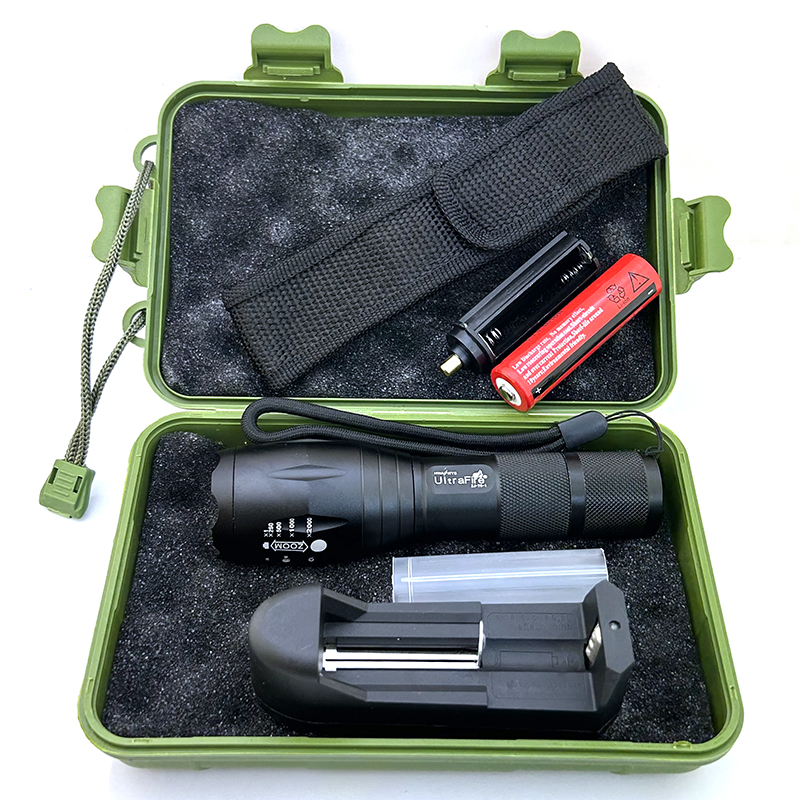 ชุดเซตไฟฉายซูม UltraFire รุ่น CREE XM-L T6-1 1000LM 5 Mode Zoomable LED Flashlight 1x18650