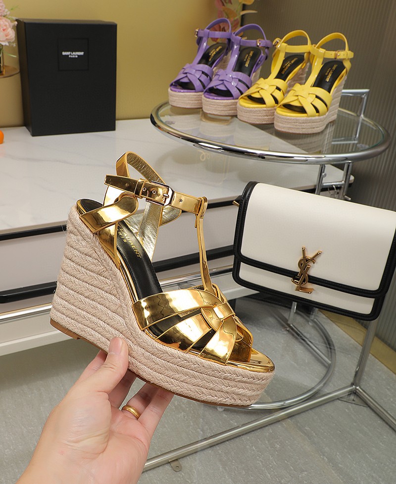 รองเท้า YS tribute ส้นเตารีด มีหลายสี หนังแท้ สูง 14 cm ด้านหน้า 4 cm size 35-42