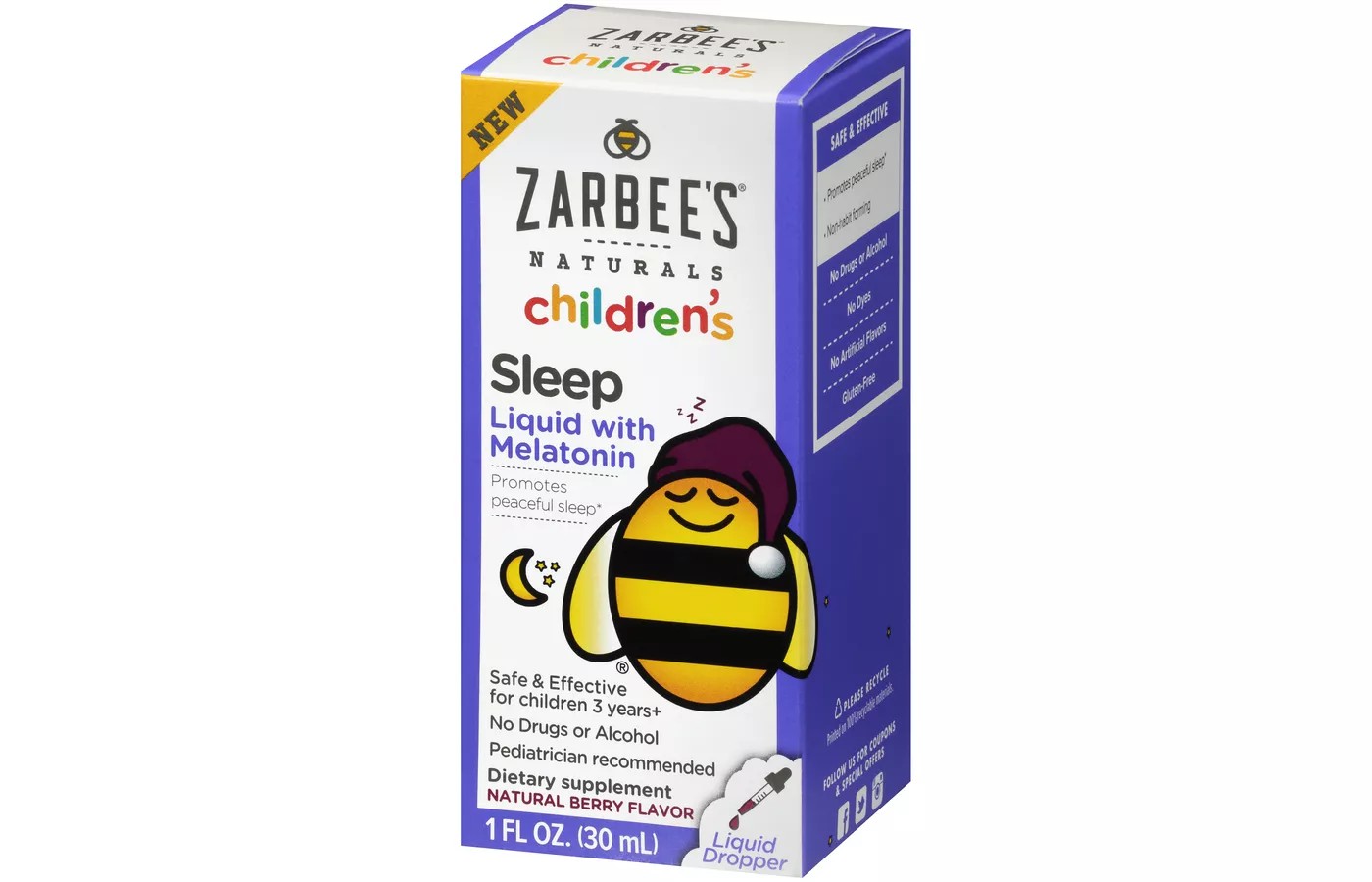 วิตามินช่วยเสริมการนอนหลับสำหรับเด็กชนิดน้ำ ZARBEE's Naturals Children's Sleep Liquid with Melatonin