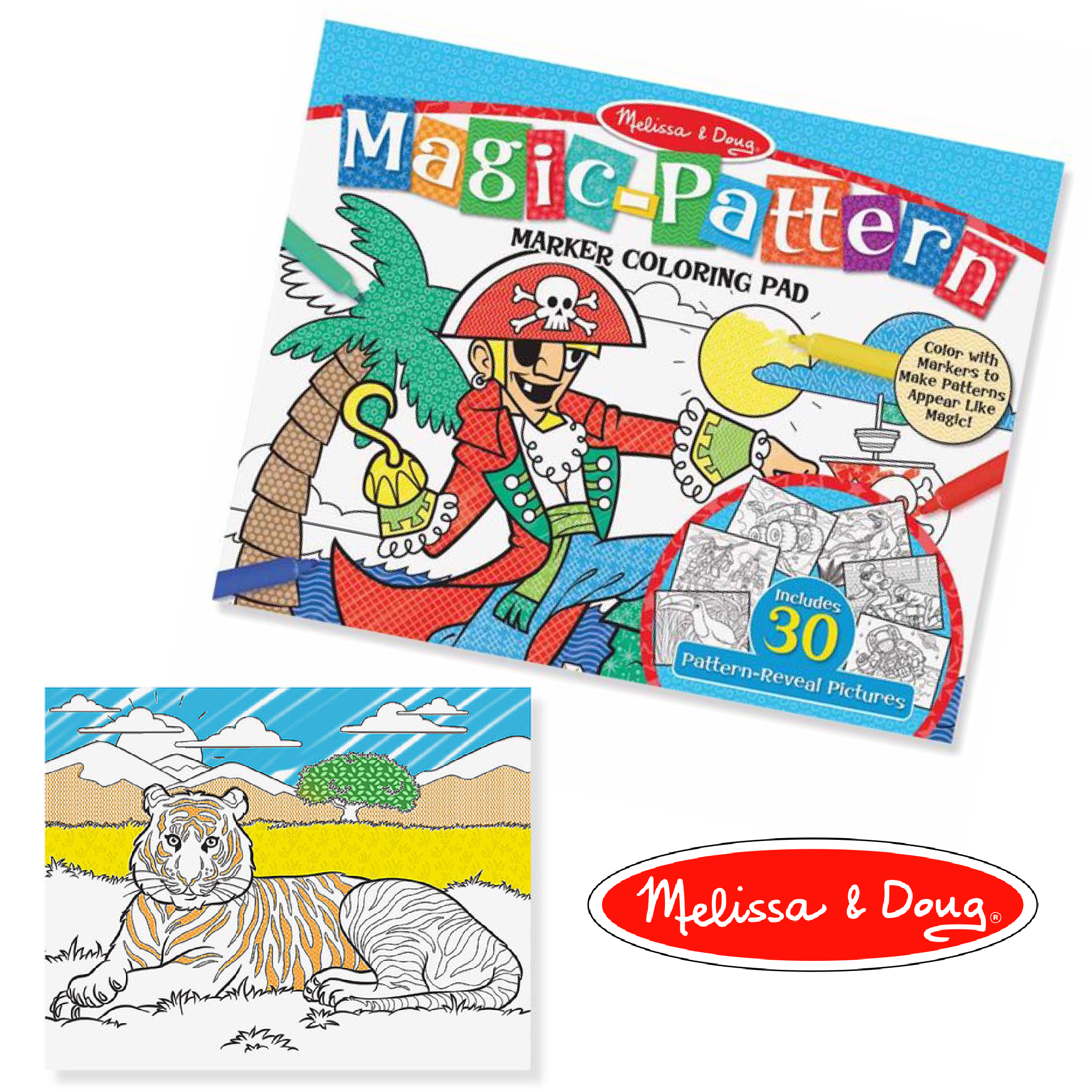 แผ่นภาพระบายสีมหัศจรรย์ Melissa & Doug รุ่น Magic Pattern Marker Coloring Pad (Blue)