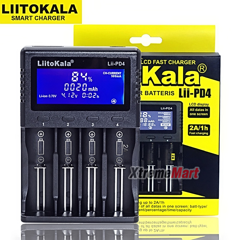 เครื่องชาร์จ LiitoKala Lii-PD4 แบบ 4ราง สำหรับแบตเตอรี่ 18650, 18500, 18350, 26650,21700 และอื่นๆ