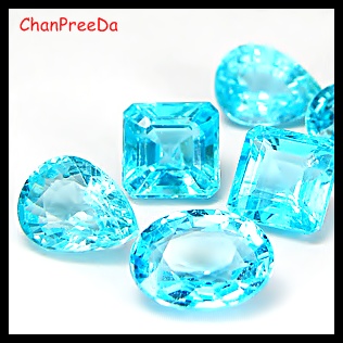 พลอยเนื้ออ่อนอะพาไทท์ (APATITE) จัดเซท 3 คู่ 3 รูปร่าง ได้แก่ รูปไข่ รูปหยดน้ำ และสี่เหลี่ยมตัดมุม สีใกล้เคียงกันทั้ง 6 เม็ด ไม่เหมือนกันเลยทีเดียว