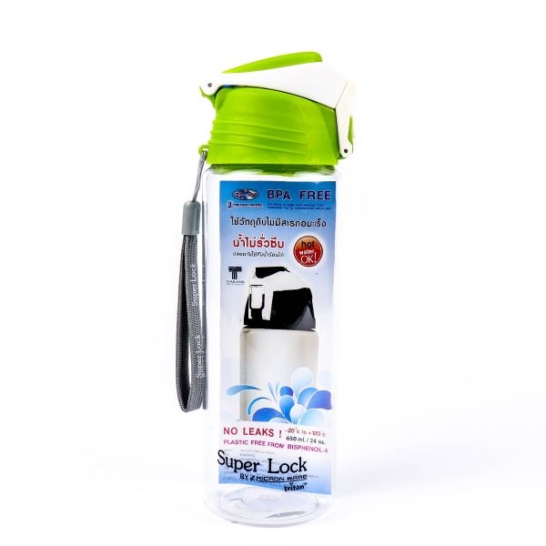P07847 ขวดน้ำดื่ม Superlock จุ 0.65 ลิตร No.5297 (ขนาด 7 ซม.(กว้าง) X 7 ซม.(ยาว) X 23.2 ซม.(สูง) ราคาส่งต่อ 12 ใบ :เฉลี่ย 125 บ./ใบ