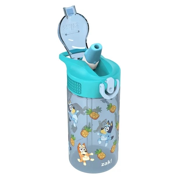 กระติกน้ำพร้อมหลอดดื่มสำหรับเด็ก Zak! Bluey 16 Oz. Reusable Water Bottle with Straw (Blue)