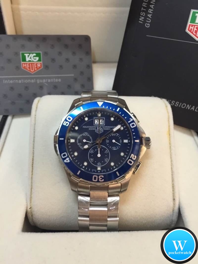 นาฬิกา Tag Aquaracer Aquaracer 300 Chorono Calibre 45 Stainless Steel 316L หน้านํ้าเงิน