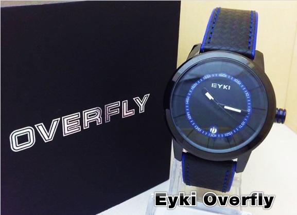 นาฬิกา Overfly eyki ของแท้ 100% Day หน้าปัดสีน้ำเงิน สายหนังด้ายน้ำเงิน