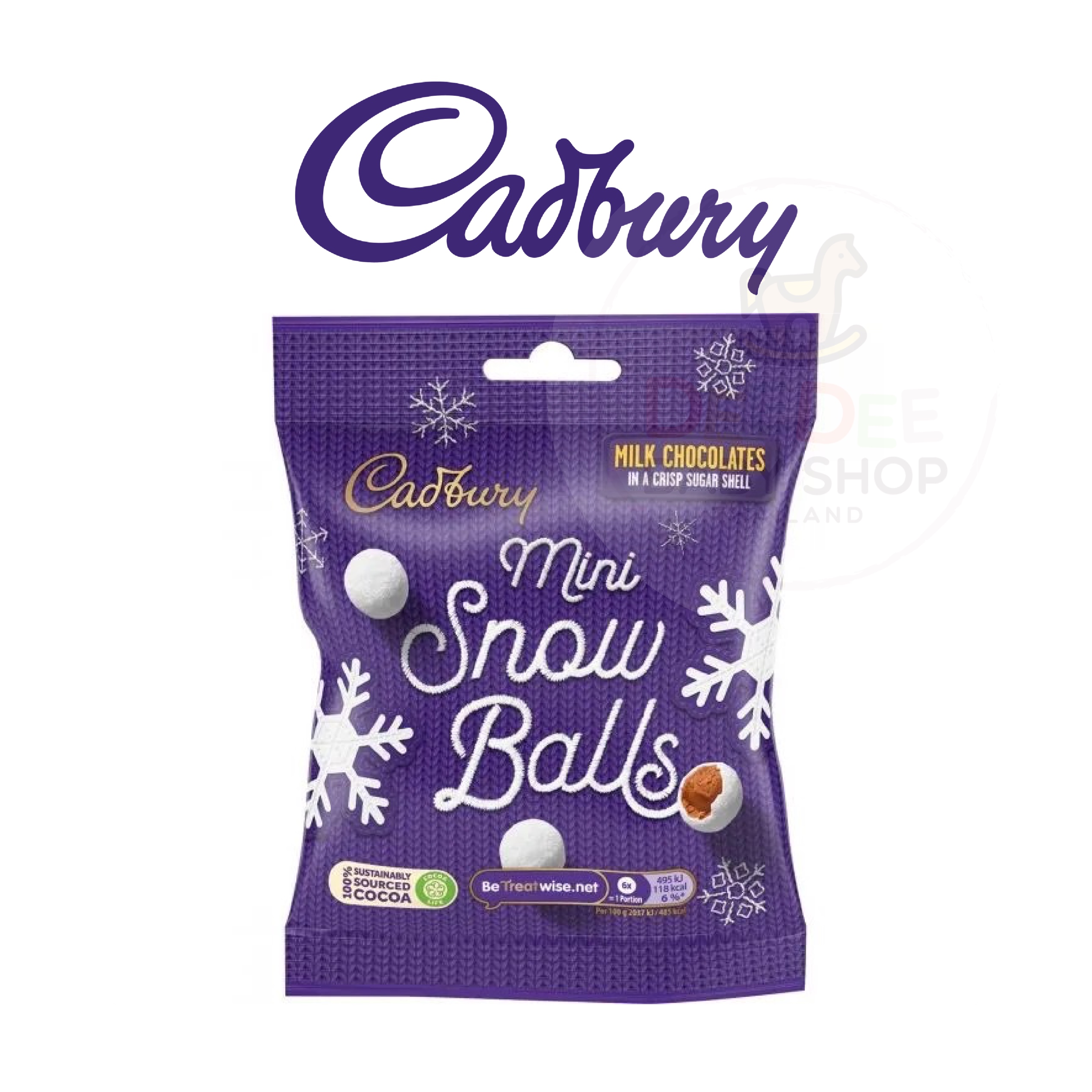 ช็อคโกแล็ตบอลเคลือบน้ำตาล Cadbury Mini Snow Balls