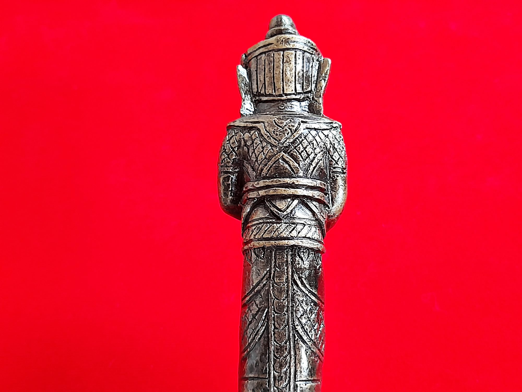 มีดหมอ เหล็กน้ำพี้ หัวด้าม-ท้าวเวสสุวรรณ (ปลอกและด้ามทำจากผงเหล็กน้ำพี้ผสมเลซิล) สร้าง999เล่ม ปี2562 #รับประกันแท้ - หลวงปู่หมุน วัดบ้านจาน