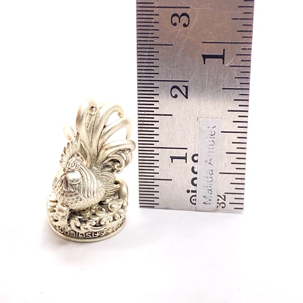 ไก่ฟ้าพญาเลี้ยง ไก่ฟ้ามหาเศรษฐี (เนื้อสัมฤทธิ์ชุบซาตินเงิน) หลวงตาน้อย สำนักสงฆ์ป่าปวงตึก หลวงปู่ศิลา (หลวงปู่มหาศิลา)