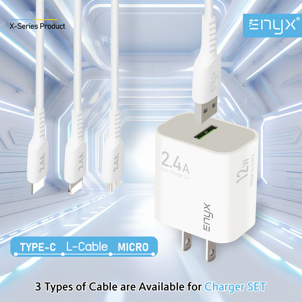 ชุดชาร์จ ENYX S-1X 2.4A รองรับการชาร์จเร็ว 12W สายชาร์จพร้อมหัวชาร์จในกล่องเดียว