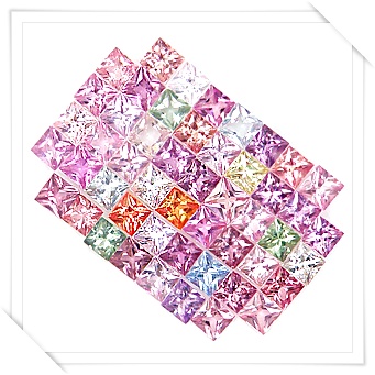Fancy Princess Cut 2.9 m พลอยแฟนซี สี่เหลี่ยมก้นเพชร จำนวน 50 เม็ด หนัก 8.33 กะรัต หลากหลายสี Multi Colour เนื้อสะอาดทุกเม็ด ใสปิ้ง เจียระไนแบบเพชร