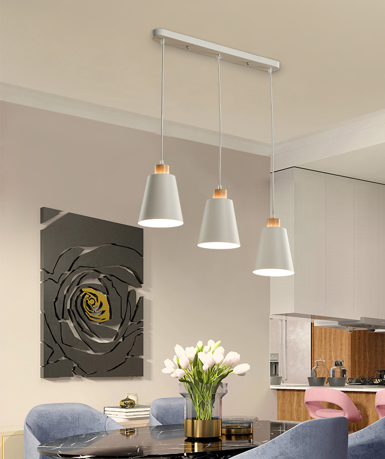 โคมไฟแขวนเพดานสีขาวหัวไม้ทรงแก้วน้ำคว่ำสไตล์โมเดิร์น-มินิมอล กว้าง12.5cm [W-5010]