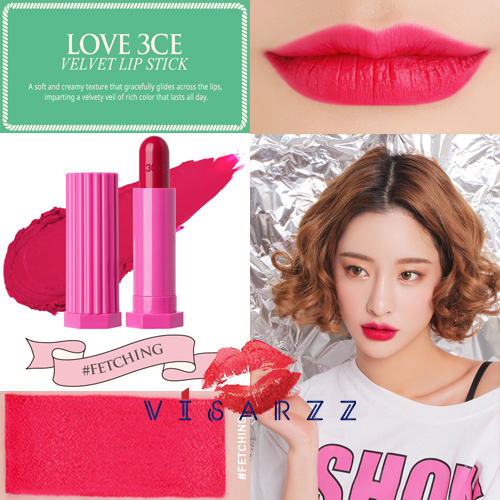 (# Fetching) 3CE Love 3CE Velvet Lipstick 3.5g ลิปสติกรุ่นใหม่ล่าสุด แพคเกจน่ารัก สีสวยสดใส