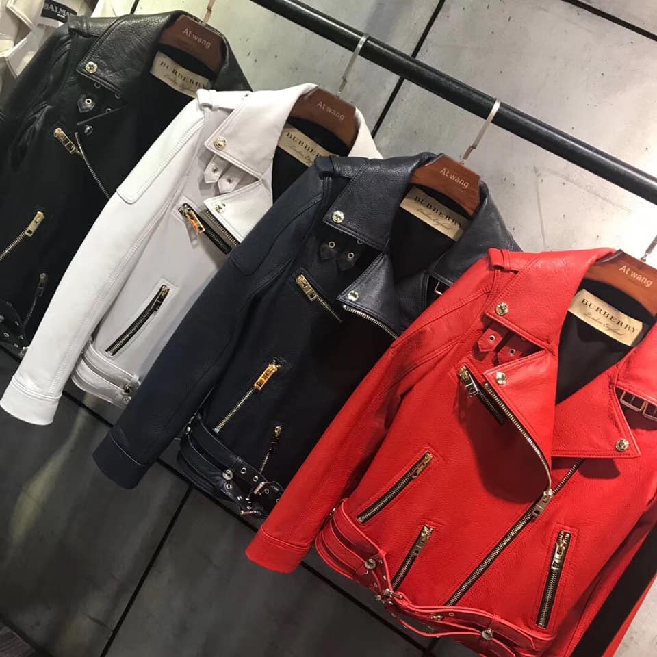 Burberry แจ็คเก็ตหนังแท้
