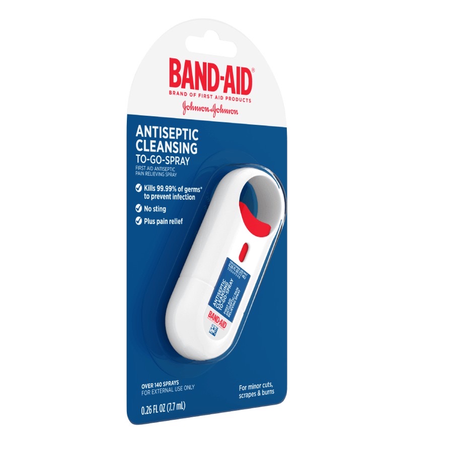 สเปรย์กำจัดเชื้อโรคและบรรเทาอาการเจ็บปวด Johnson & Johnson BAND-AID Antiseptic Cleansing Liquid To-Go-Spray