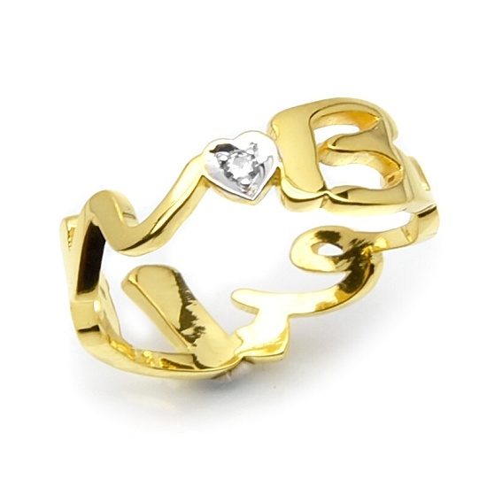 Letter Ring แหวนตัวอักษร คำว่า Lin Bee ทองคำ YG หนัก 2.79 กะรัต เพชร 1 เม็ด น้ำหนัก 0.02 กะรัต GVVS ขนาดแหวน #49