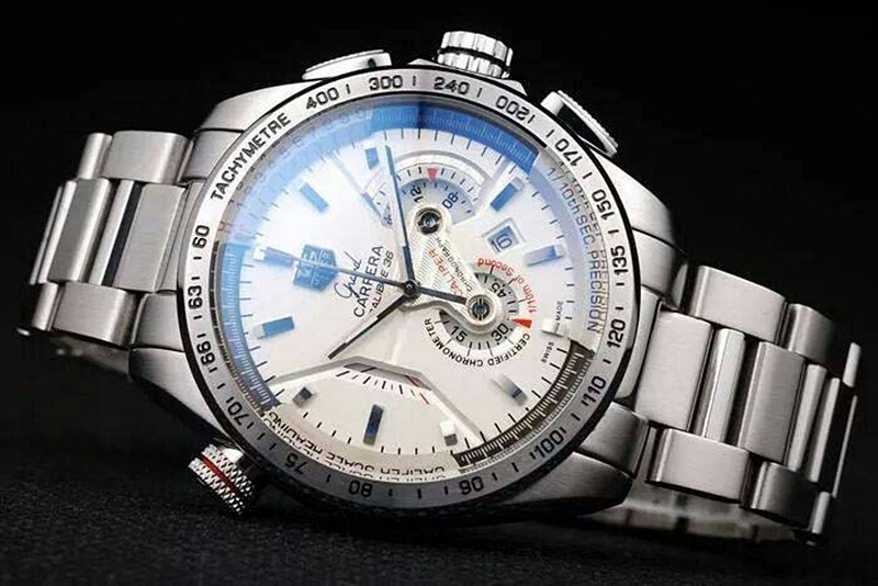 นาฬิกา Tag Heuer เกรด Mirror รุ่น Grand Carrera Calibre 36 Caliper สีเงิน สายเลสสีเงิน หน้าปัดสีขาว หาอยากสุดๆ