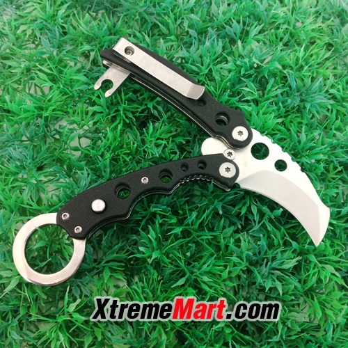 มีดพับคารัมบิท NAVY รุ่น SR199A Tactical Pocket Folding Knife มีปุ่มเปิด-ปิดอัตโนมัติ พร้อมซองผ้า(ด้ามดำ)