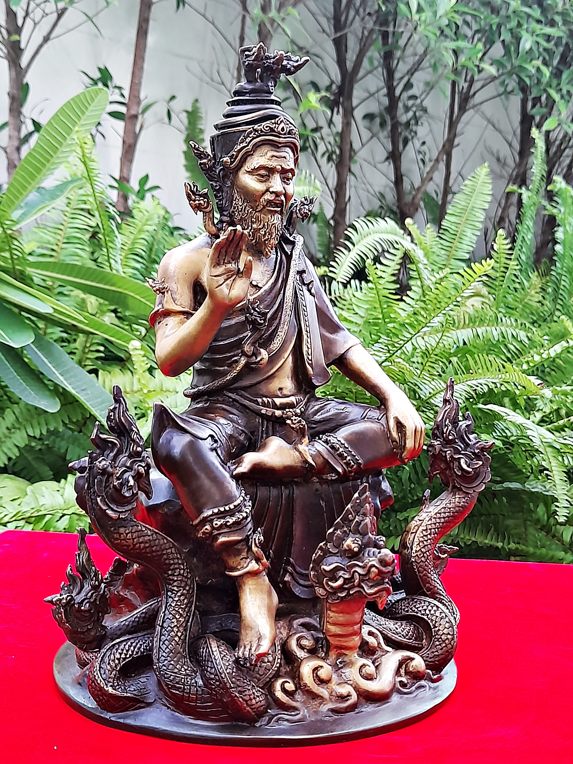 รูปหล่อ พ่อปู่ฤาษี พญานาค(ปู่ฤาษีภุชงค์ บรมครูแห่งสายพญานาคราช) (องค์ขนาดกลาง ตั้งบูชา หน้าตัก5นิ้ว ฐาน8นิ้ว สูง10นิ้ว ครึ่ง) เนื้อทองเหลือง #รับประกันแท้ #เข้าพิธีบวงสรวงแล้ว