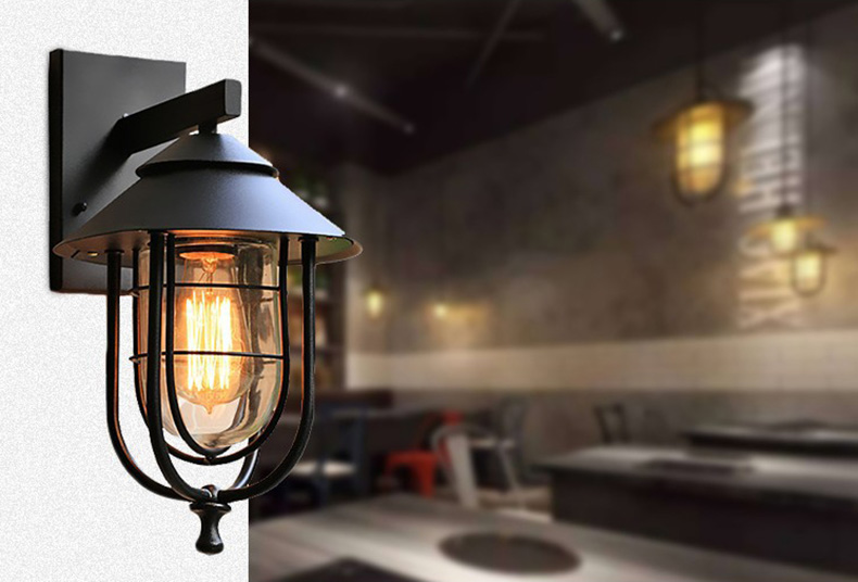 โคมไฟติดผนังภายนอก-ภายในเหล็กดัดสไตล์ European มีครอบแก้ว[WK6042]