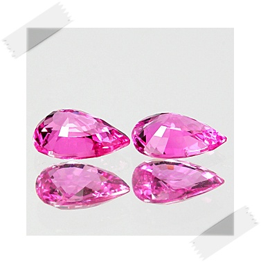 TOP PINK SAPPHIRE รูปหยดน้ำคู่เหมือน น้ำหนักรวม 3.59 กะรัต ขนาด 7x9 มิล สีเบอร์ 1 สีชมพูหวานสวย ไฟดี เนื้อสะอาดมองตาเปล่าไม่มีตำหนิ สะอาดเกือบ 100%