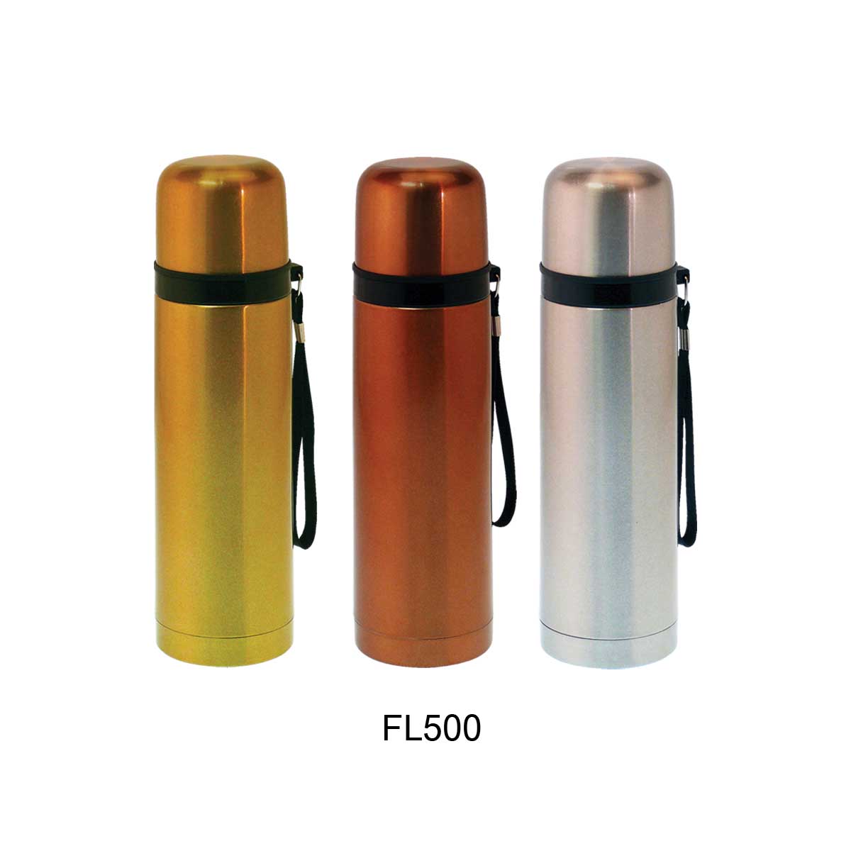 กระบอกน้ำสเตนเลส กระติกน้ำสเตนเลส กระติกน้ำร้อนเย็น 350 ML สีเงิน สีทอง สีทองแดง มีสายคล้องมือ 500 ML