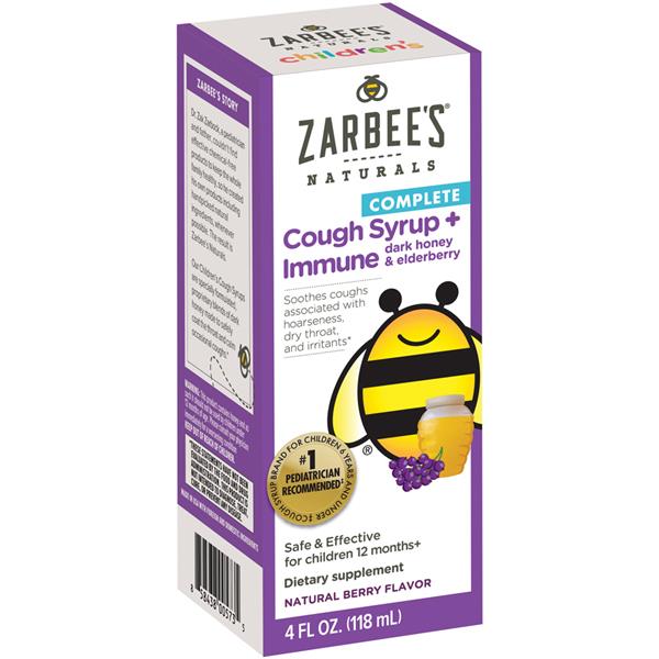 วิตามินเสริมภูมิคุ้มกันและบรรเทาอาการไอสำหรับเด็ก Zarbee's Naturals Children's COMPLETE Cough Syrup + Immune