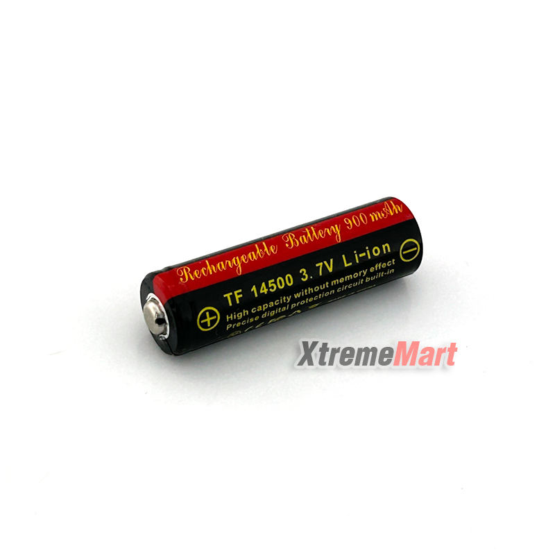 แบตเตอรี่ชาร์จ TrustFire 14500 (AA) 3.7V 900mA Li-Ion (มีวงจรป้องกัน) สีดำ