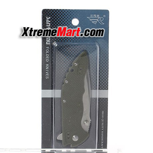 มีดพับ Sanrenmu 9054MUC-GP No Lock Stainless Steel Folding Knife (สีเขียว)
