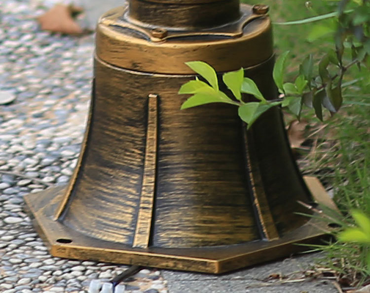 โคมไฟสนามหญ้า สูง 118CM สี bronze ปัดลาย โป๊ะโคมกระจกใส [ODY-01]