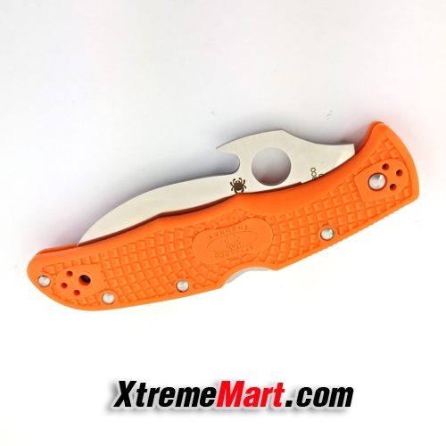 มีดพับ Spyderco สีส้ม Emerson Wave Combo Edge VG-10 Blades Handle C12SBK2W