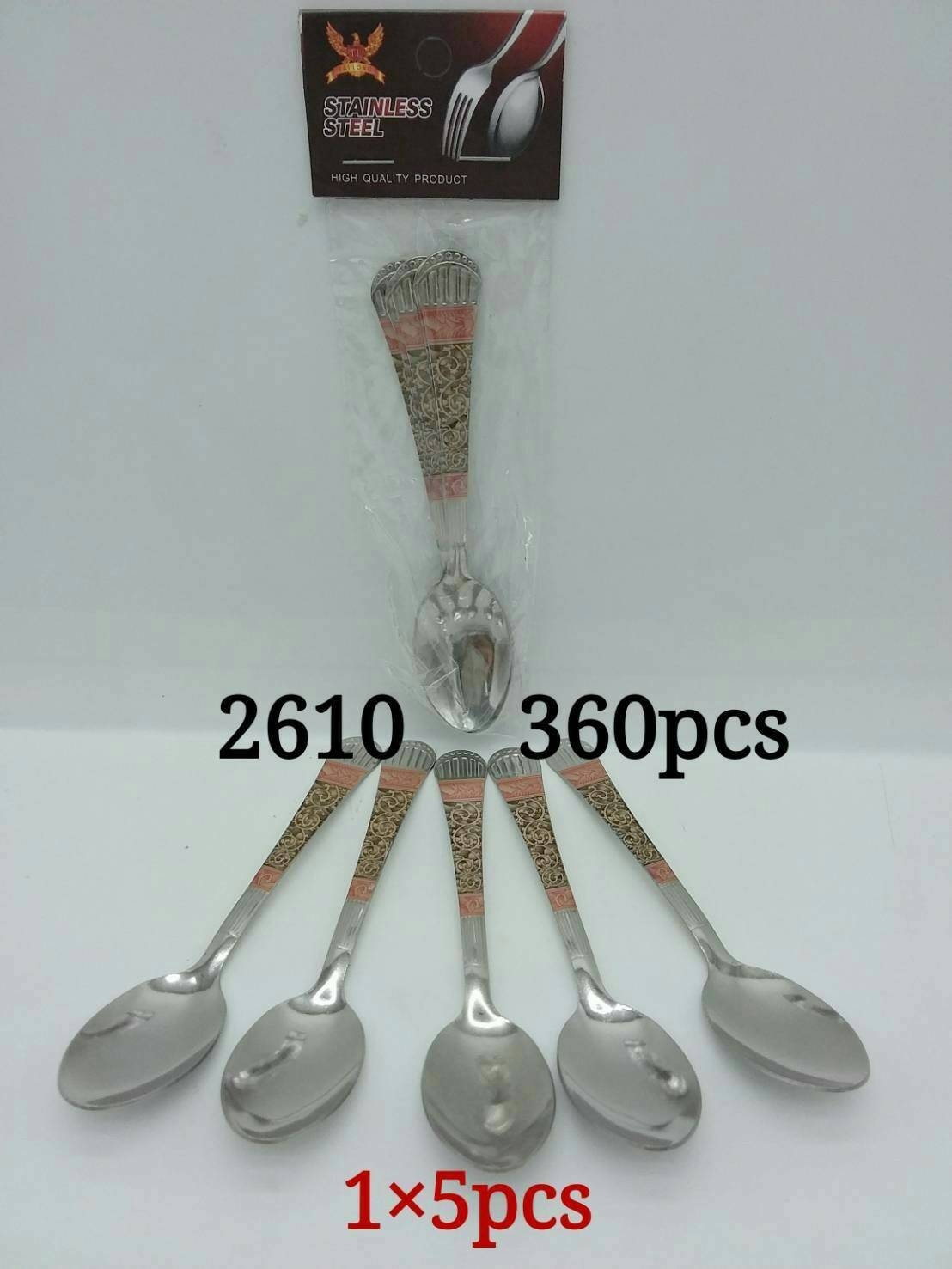 P10597 ช้อนสแตนเลสหนาแพค 5 อัน (ราคาขายส่งต่อ 1 โหล: 12 แพค) ขายส่งทุกอย่าง 20 บาท