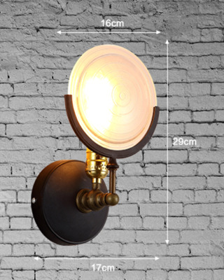 โคมไฟติดผนังทรงแผ่นกระจกกลมแบน สไตล์ Retro industrial [ML0704]