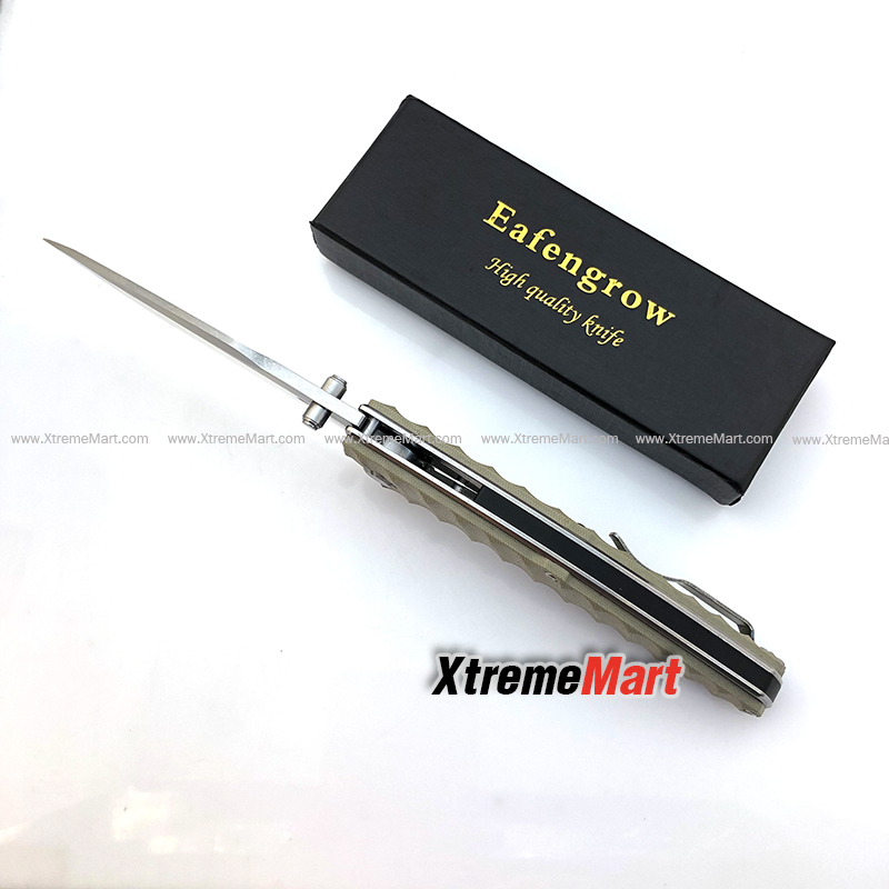 มีดพับ Eafengrow EF913 ด้ามน้ำตาล ใบ Tanto D2 Blade ด้าม G10 Handle Folding knife Survival Camping tool tactical knife (เล่มละ)