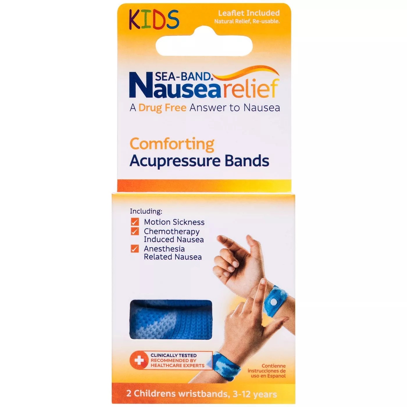 สายรัดข้อมือบรรเทาอาการคลื่นไส้อาเจียนสำหรับเด็ก SEA-BAND KIDS Nausea Relief Comforting Acupressure Bands