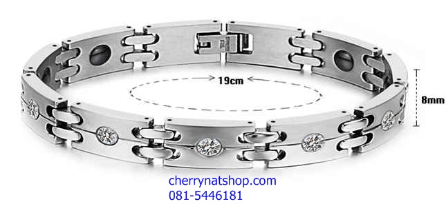 พร้อมส่งสร้อยข้อมือแม่เหล็กเพื่อสุขภาพ สร้อยข้อมือไทเทเนียมเจอรเมเนียมรุ่นR